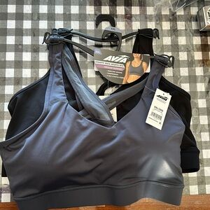Avia strappy Back 2 pack sports bras black and gray brand new xxl